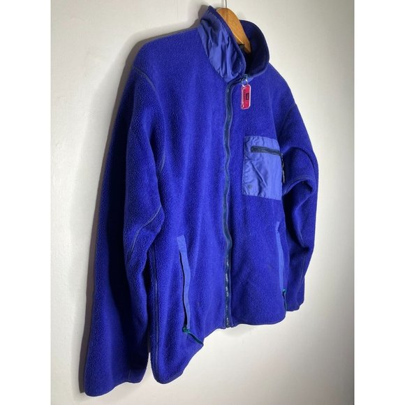 VINTAGE Patagonia Fleece Blue Made in USA Men's Large Distressed READ - Picture 2 of 16